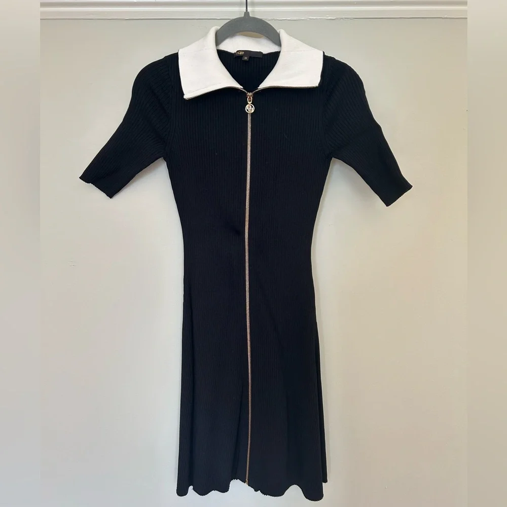 Maje Black Mini Dress with Zipper - Picture 3 of 4